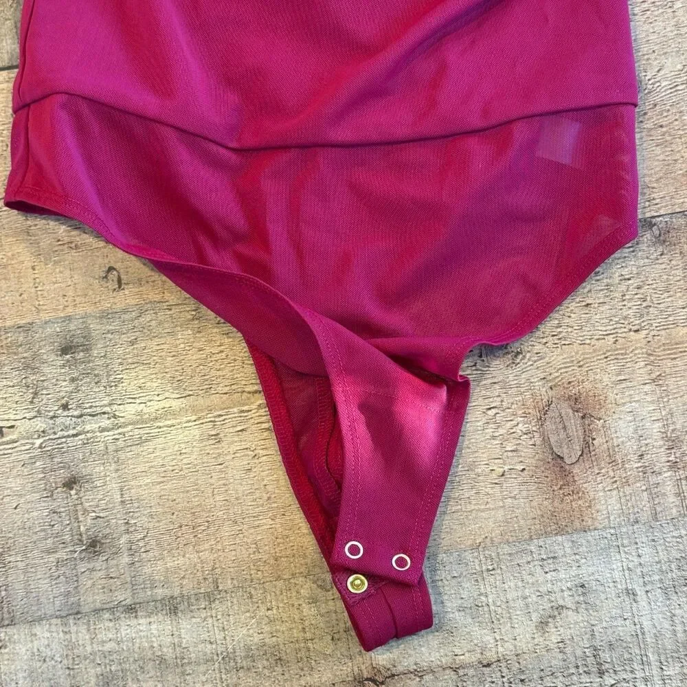 Michael Costello Red One-Shoulder Bodysuit - Picture 7 of 8